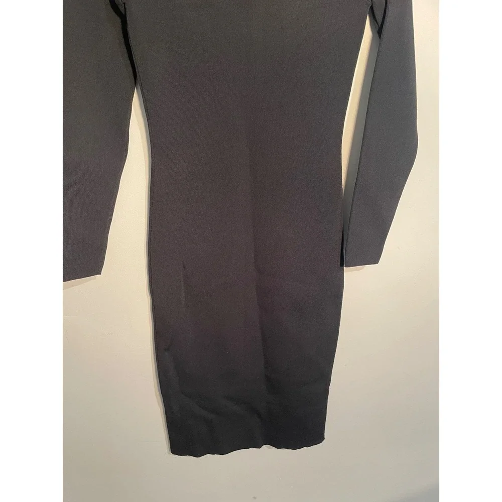 J.Crew Black Scoop Neck‎ Bodycon Long Sleeve Midi Dress Size XS